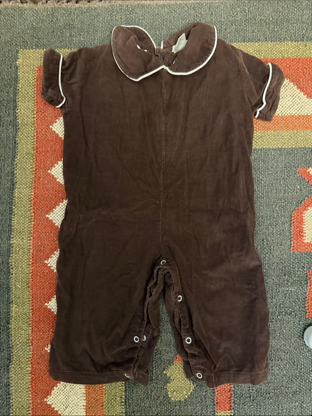 Beehave Brown Corduroy Baby Romper with White Piping